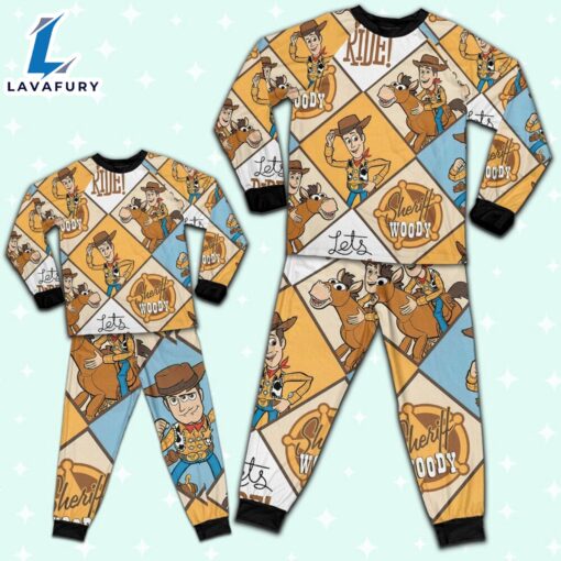 Disney Toy Story Woody Sherif Argyle Let’s Ride Pajamas Set – Movie Cartoon Holiday Pajamas