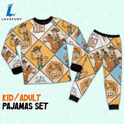 Disney Toy Story Woody Sherif Argyle Let’s Ride Pajamas Set – Movie Cartoon Holiday Pajamas