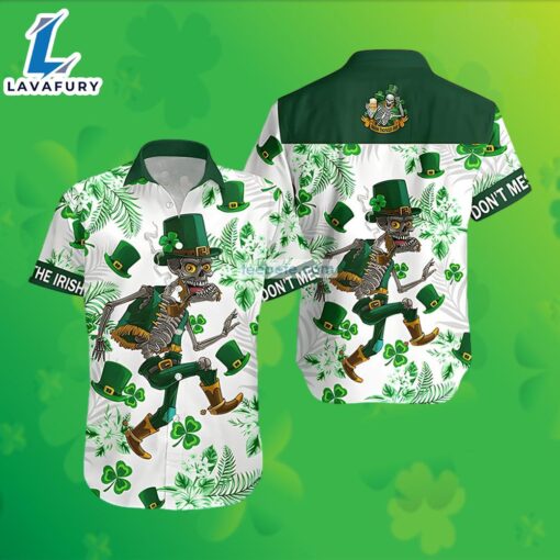 Dont Mess With The Irish Shamrock St Patrick White Hawaiian Print Golf Shirts 2025