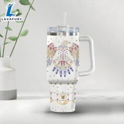 Eagle Rhinestone Tumbler With Handle And Straw