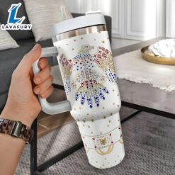 Eagle Rhinestone Tumbler With Handle And Straw