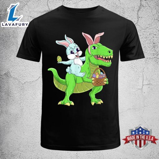 Easter Bunny Riding Dinosaur T Rex Easter Kids Boys Shirt, Easter Gift Idea