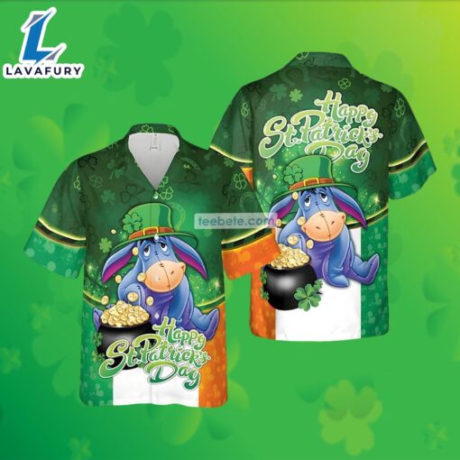 Eeyore Shamrock Pot Of Gold St Patrick Green Hawaiian Golf Polo 2025