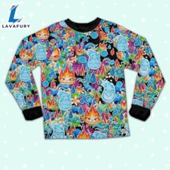 Elemental Ember and Wade Synthwave Summer Floral Pajamas Set - Family Disneyland Matching Pajamas Set