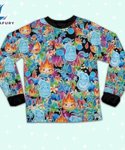 Elemental Ember and Wade Synthwave Summer Floral Pajamas Set - Family Disneyland Matching Pajamas Set