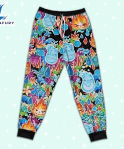 Elemental Ember and Wade Synthwave Summer Floral Pajamas Set - Family Disneyland Matching Pajamas Set