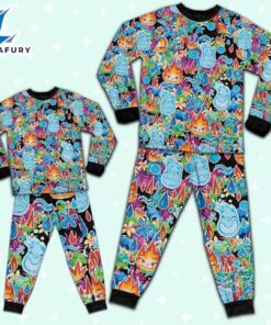 Elemental Ember and Wade Synthwave Summer Floral Pajamas Set - Family Disneyland Matching Pajamas Set