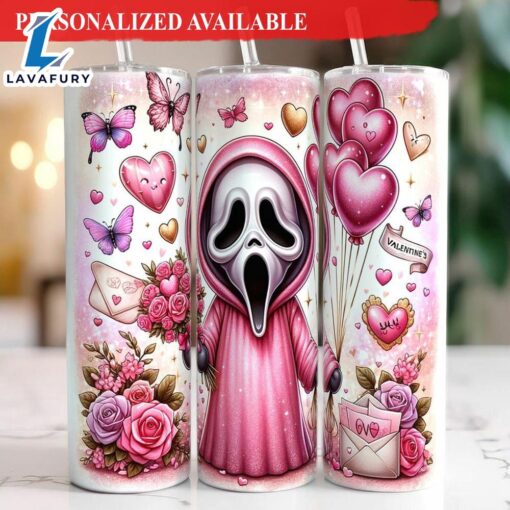 Funny Horror Ghost Valentine 20oz Tumbler With Lip And Straw