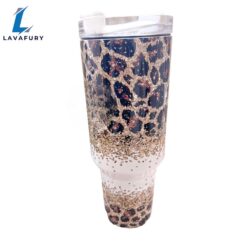 Glitter Leopard 40 oz Travel Tumbler Mug