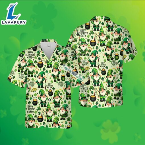 Gnome Shamrock Pot Of Gold St Patrick Green Plus Size Hawaiian Shirt 2025