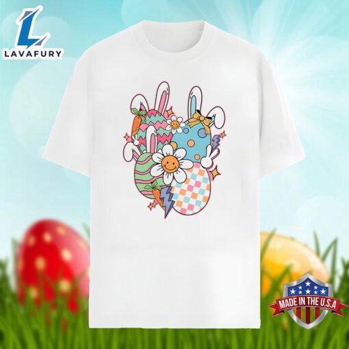 Happy Easter Day With Bunny Eggs Graphic Shirt