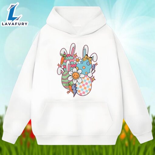 Happy Easter Day With Bunny Eggs Graphic Shirt