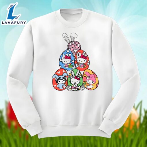 Happy Easter Day With Bunny Kitty Eggs Graphic Shirt