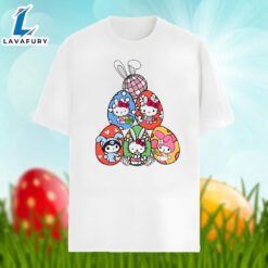 Happy Easter Day With Bunny Kitty Eggs Graphic Shirt