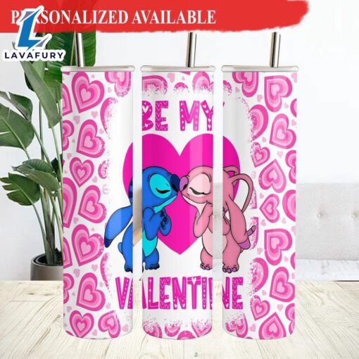 Heart Seamless Be My Valentine Tumbler Lilo Tumbler with Lid and Straw