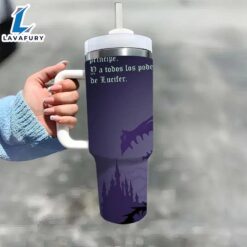 Insulated 40oz Travel Tumbler With Artistic Dark Design