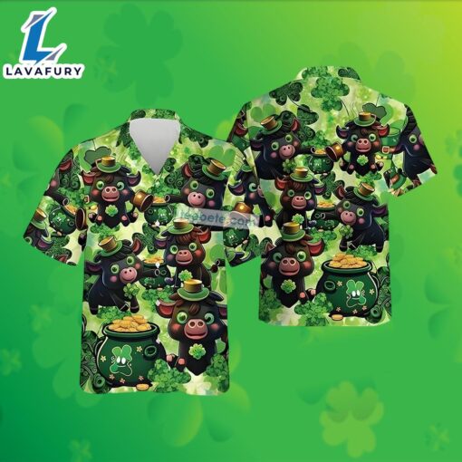 Irish Cow Shamrock Pot Of Gold St Patricks Green Baseball Hawaiian Shirt 2025