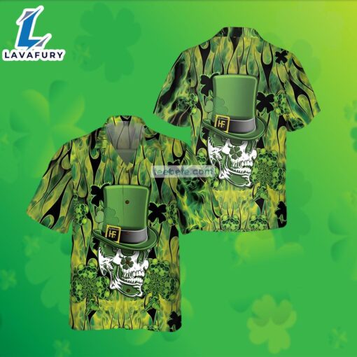 Irish Skull Saint Shamrock St Patrick Green Big And Tall Hawaiian Shirts 2025