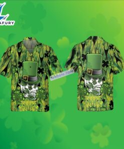 Irish Skull Saint Shamrock St Patrick Green Big And Tall Hawaiian Shirts 2025