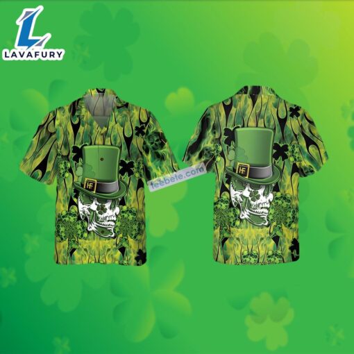 Irish Skull Saint Shamrock St Patrick Green Big And Tall Hawaiian Shirts 2025