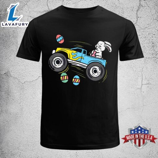 Kids Easter Bunny Riding Monster Truck Cute Boys Kids Toddler Funny Easter Shirt