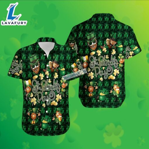 Leprechaun Beer Shamrock St Patrick Green 5Xl Hawaiian Shirts 2025