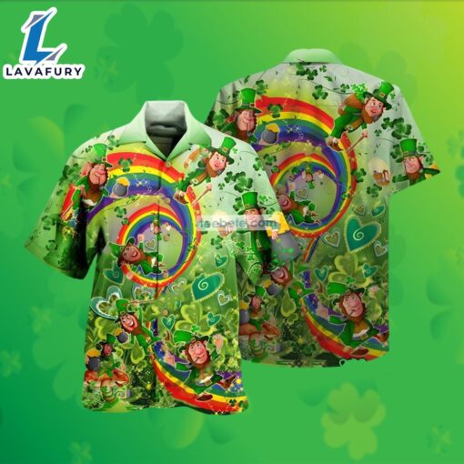 Leprechaun Shamrock St Patrick Green Hawaiian Shirt 2025