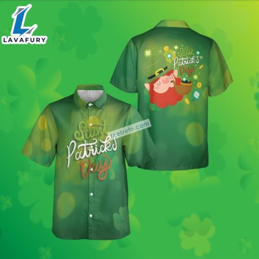 Leprechaun St Patrick Shamrock Green High Vis Hawaiian Shirt 2025