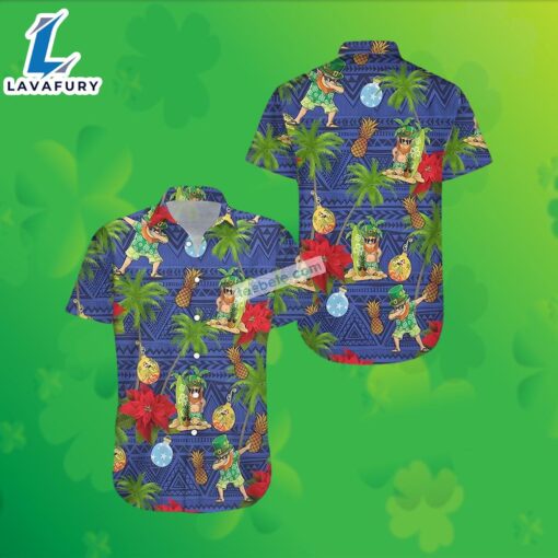 Leprechaun Surfing St Patrick Blue Original Hawaiian Shirt 2025