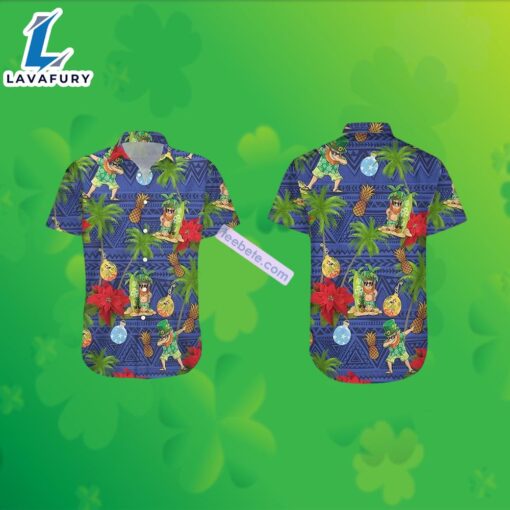 Leprechaun Surfing St Patrick Blue Original Hawaiian Shirt 2025