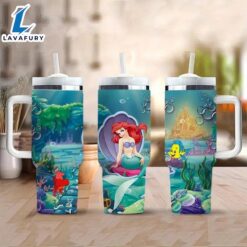 Little Mermaid Design 40oz Tumbler With Lid