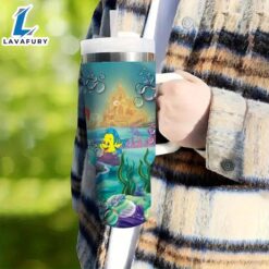 Little Mermaid Design 40oz Tumbler With Lid