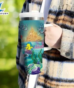 Little Mermaid Design 40oz Tumbler With Lid