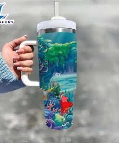 Little Mermaid Design 40oz Tumbler With Lid