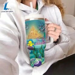 Little Mermaid Design 40oz Tumbler With Lid