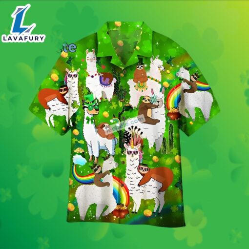 Llama And Sloth St Patrick Green His And Hers Hawaiian Shirts 2025