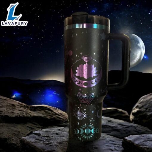 Lotus And Celestial Symbols Engraved 40oz Tumbler