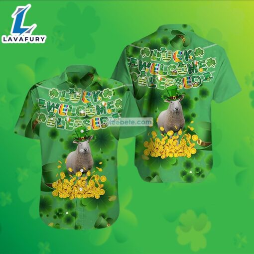 Luck Welcome Blessed Sheep Shamrock St Patrick Green Real Hawaiian Shirts 2025