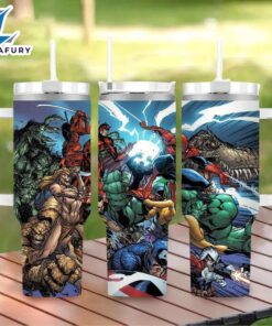 Marvel Hulk And Superheroes Design Tumbler With Straw