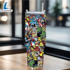 Marvel Superhero Themed Insulated Tumbler With Straw