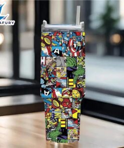 Marvel Superhero Themed Insulated Tumbler With Straw