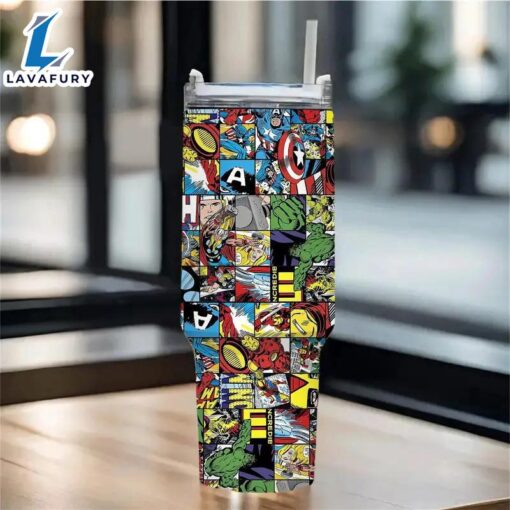 Marvel Superhero Themed Insulated Tumbler With Straw