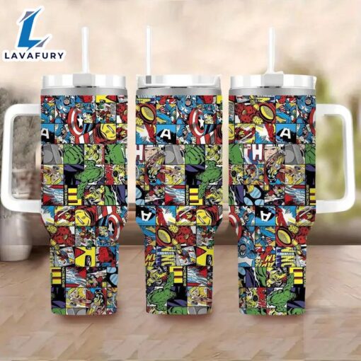 Marvel Superhero Themed Insulated Tumbler With Straw