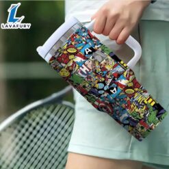 Marvel Superhero Themed Insulated Tumbler With Straw