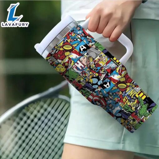 Marvel Superhero Themed Insulated Tumbler With Straw