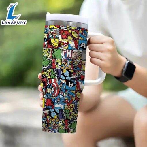 Marvel Superhero Themed Insulated Tumbler With Straw