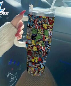 Marvel Superhero Themed Insulated Tumbler With Straw