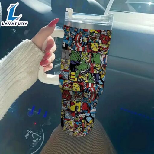 Marvel Superhero Themed Insulated Tumbler With Straw