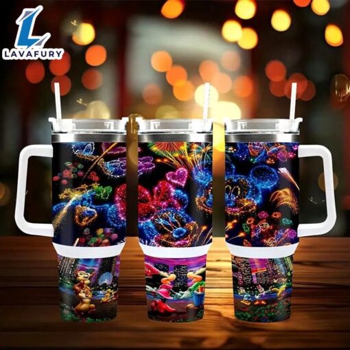 Mickey And Minnie Fireworks Design Printed Insulated Tumbler