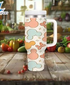 Mickey And Minnie Pattern Insulated 40oz Tumbler With Handle